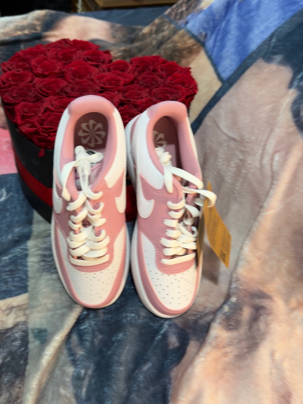 Nike Women’s AIR Force Pink and White Low-Top Sneakers